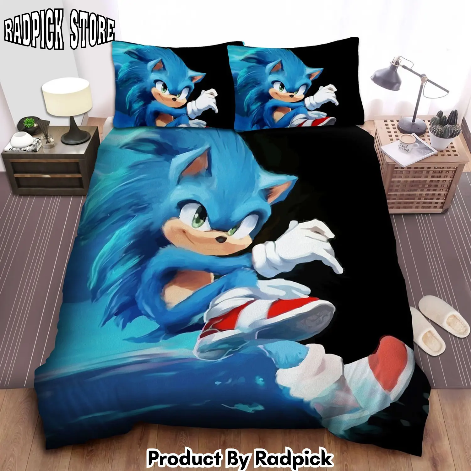 Radpick sonic the hedgehog in acrylic painting duvet cover bedroom sets comfortable bedding sets rp3272182